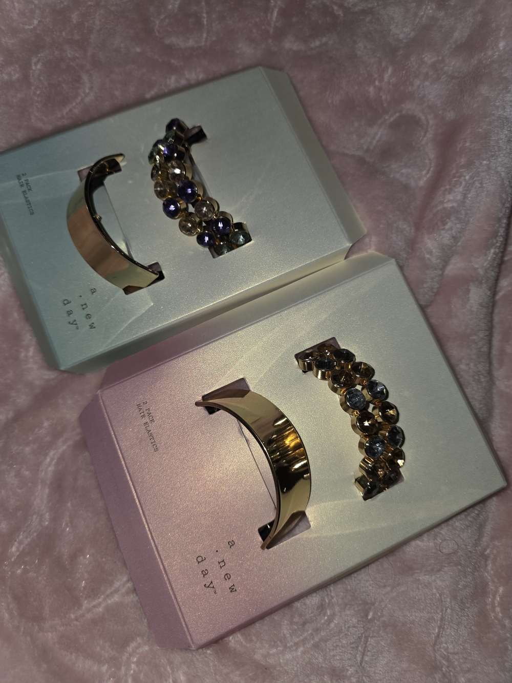 a new day Gold Hair Clip Duo with Multicolor Gem Accents